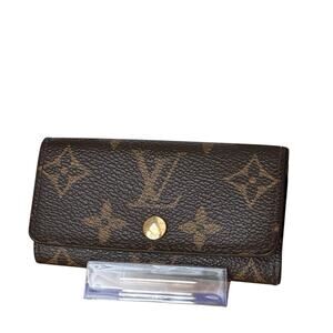 Authentic LOUIS VUITTON Monogram 4 Key Case Snap Brown RA2140